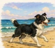 Rover enjoying a beach walk