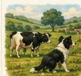 Rover helping herd cows
